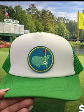 Masters Green and White Trucker Hat with Golf Patch